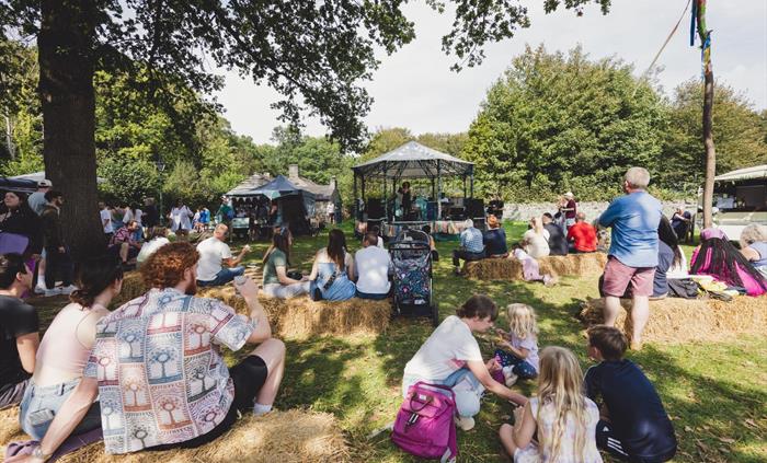 People enjoying music on Gwalia Green